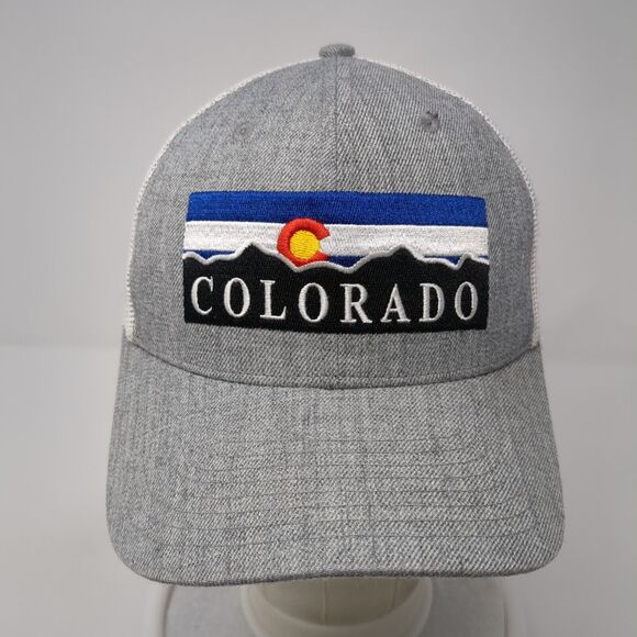 Colorado Snapback Mesh Back Trucker Hat Gray One Size Embroidered - Picture 2 of 8